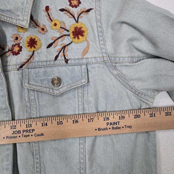 VTG Keren Hart Denim Jacket sz M Light Blue 100% Cotton Embroidered Floral Boho - Picture 12 of 15